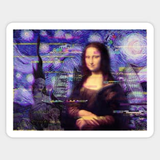 aesthetic mona lisa under the starry night Sticker